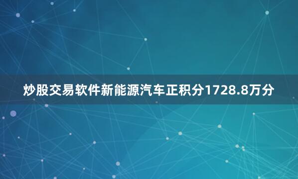 炒股交易软件新能源汽车正积分1728.8万分